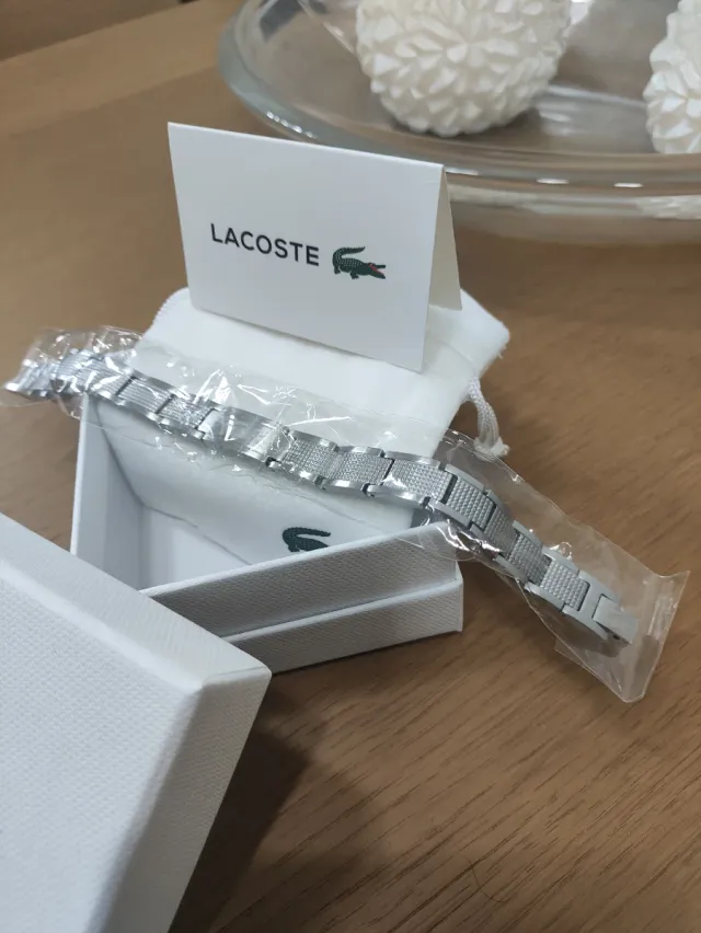 Pulsera Lacoste Original en Acero Plata Nueva 