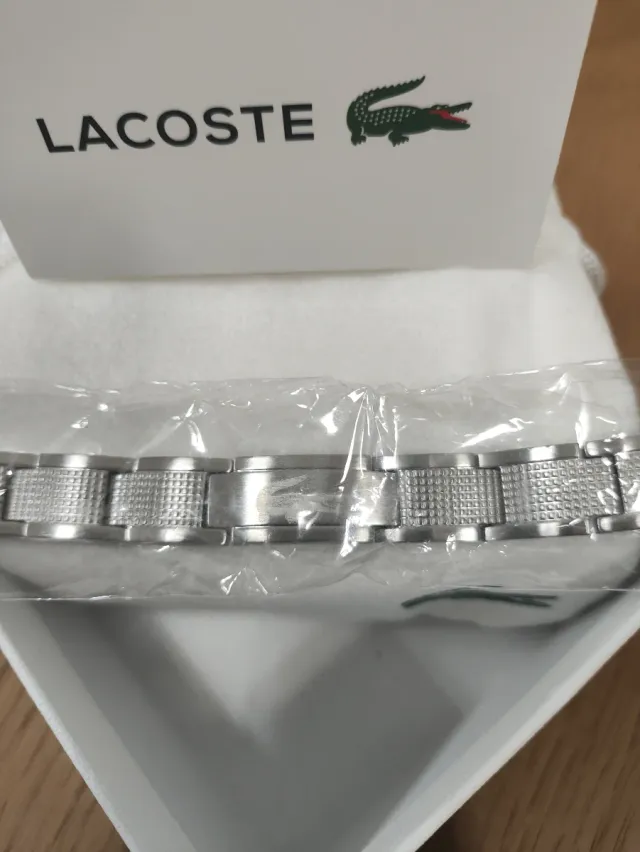 Pulsera Lacoste Original en Acero Plata Nueva 