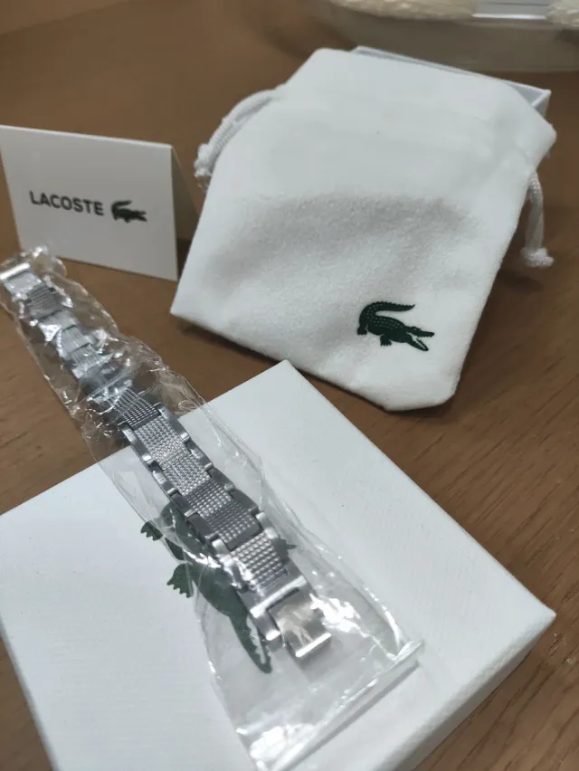 Pulsera Lacoste Original en Acero Plata Nueva 