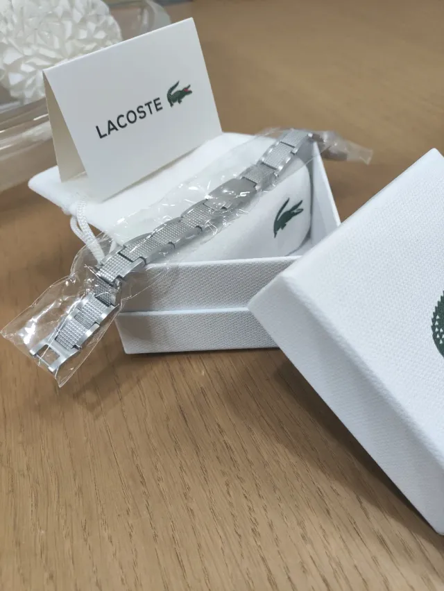 Pulsera Lacoste Original en Acero Plata Nueva 