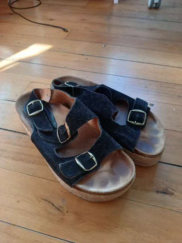 Sandalias negras plataforma Arizona vintage