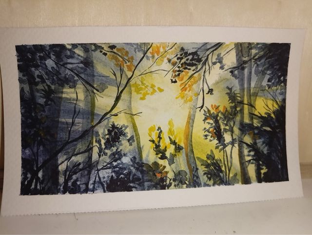 Cuadro acuarela mar y veleros