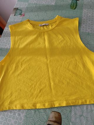 Top Zara Amarillo Mujer Sin Mangas