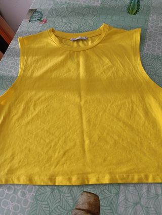 Top Zara Amarillo Mujer Sin Mangas