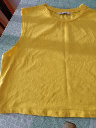 Top Zara Amarillo Mujer Sin Mangas