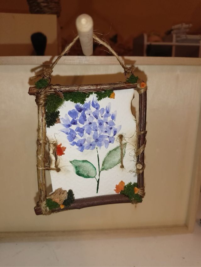 Cuadro artesanal flores rosas