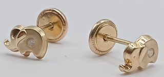 Pendientes Oro 18k Elefante 0,46gr Ref. O-260