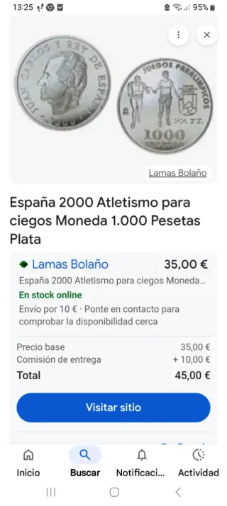 Moneda 1000 Pesetas Plata España 2000