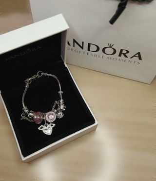 Pulsera Pandora  con Abalorios Rosas