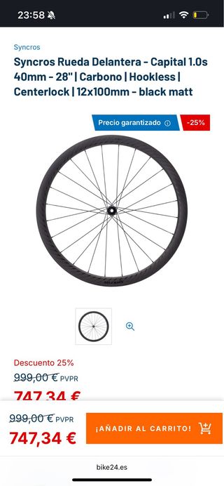 Rueda Carbono Syncros capital 1.0s Disc