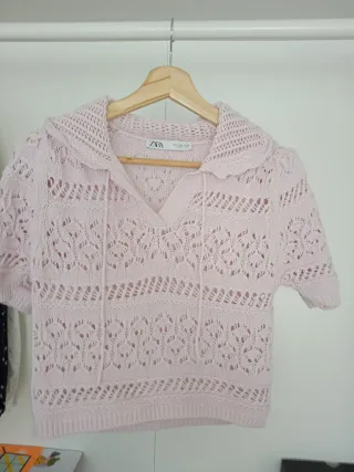 Jersey Zara crop rosa talla s