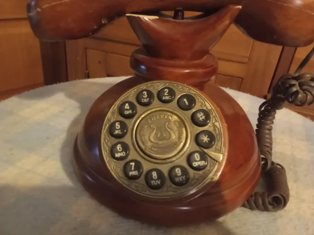 Teléfono Vintage Cheven Madera y Dorado