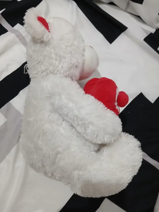Oso de peluche blanco con corazón
