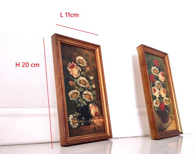 Coppia Quadretti Pittura Floreale