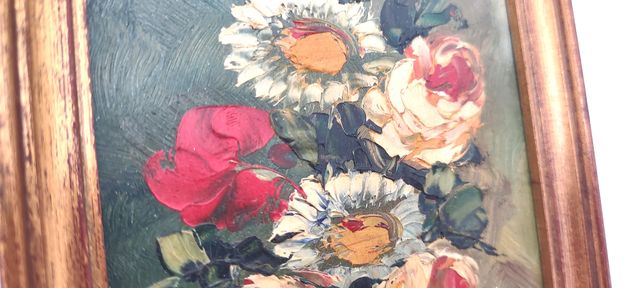 Coppia Quadretti Pittura Floreale