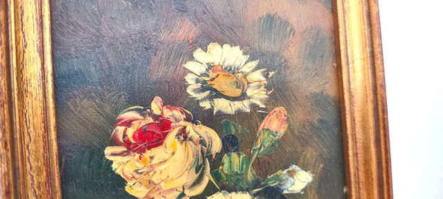 Coppia Quadretti Pittura Floreale