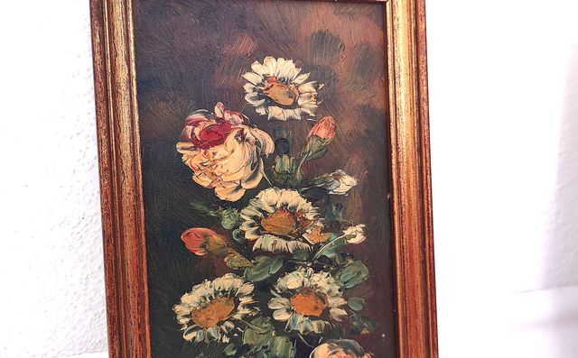 Coppia Quadretti Pittura Floreale