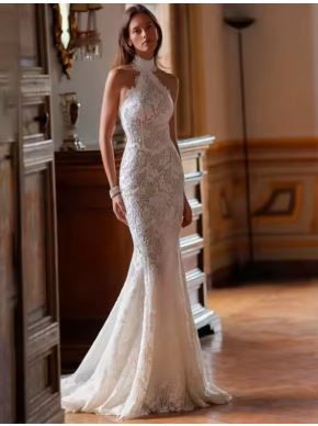 Vestido de Novia Encaje Halter