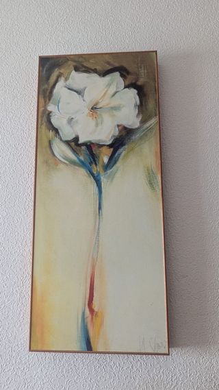 2 dipinti ad acquerello con fiori bianchi