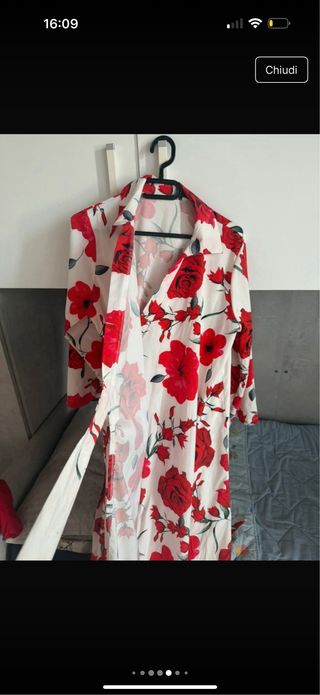 Vestito kimono floreale rosso e bianco