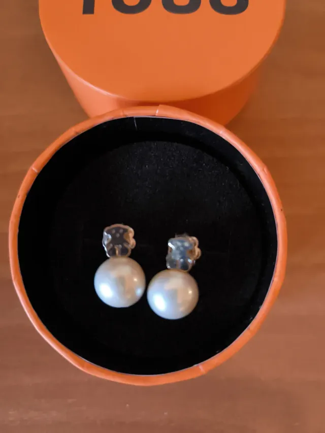 Pendientes Tous Oso Perla Plata