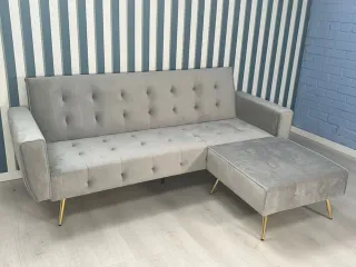 Sofá Cama Gris Terciopelo