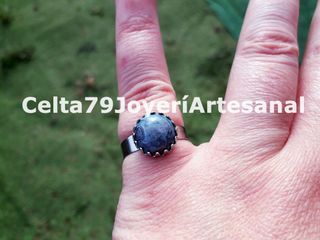 Anillo Ágata Musgosa Acero Ajustable