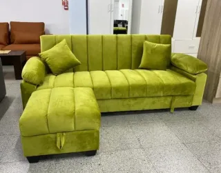 Sofá Cama Verde con Almacenamiento