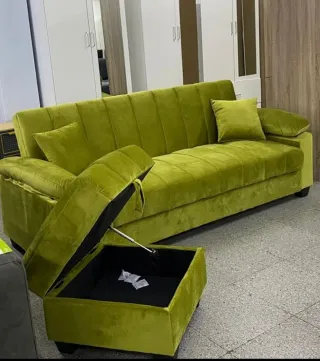 Sofá Cama Verde con Almacenamiento
