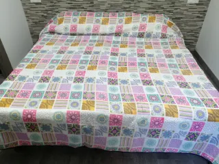 Colcha reversible de tela para cama de 1,50
