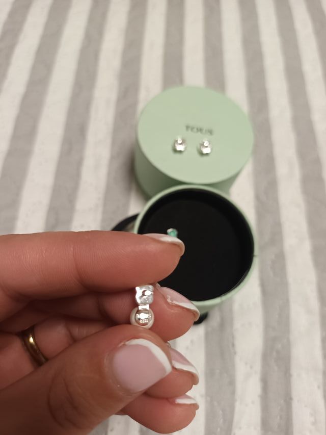 Pendientes Tous Oso Perla Verde Agua