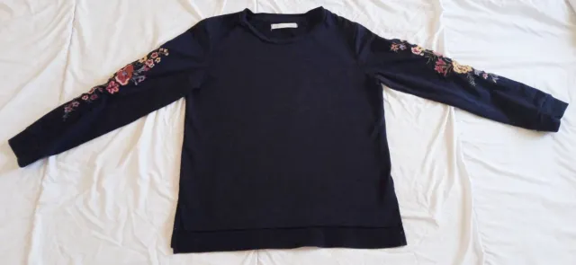 Jersey Sudadera Azul marino Talla M Bordado Floral