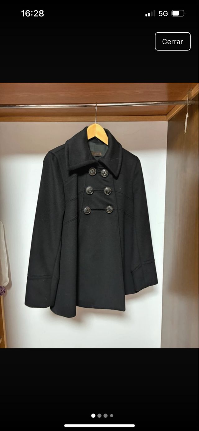 Abrigo Zara Negro Doble Botonadura