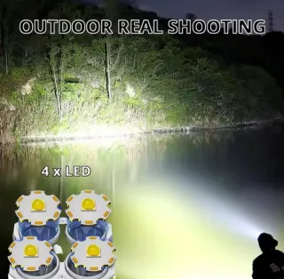 Linterna 4 núcleos USB recargable