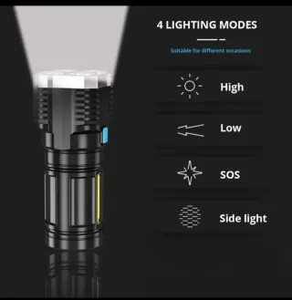Linterna 4 núcleos USB recargable