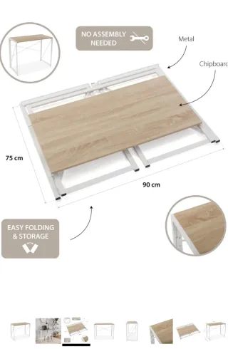 Mesa auxiliar plegable madera y metal