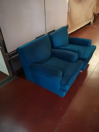 2 Sillones Vintage Azul Terciopelo