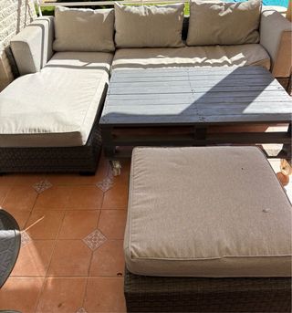 Divano Chaise Longue + Pouf + Tavolo Pallet