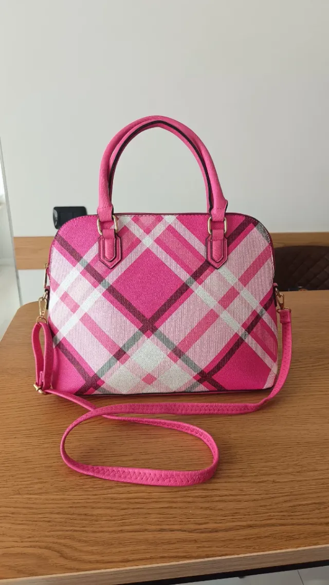 Borsa donna a quadri rosa