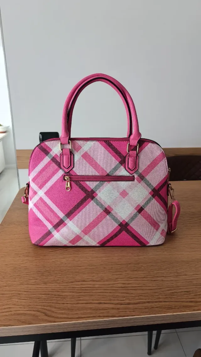 Borsa donna a quadri rosa
