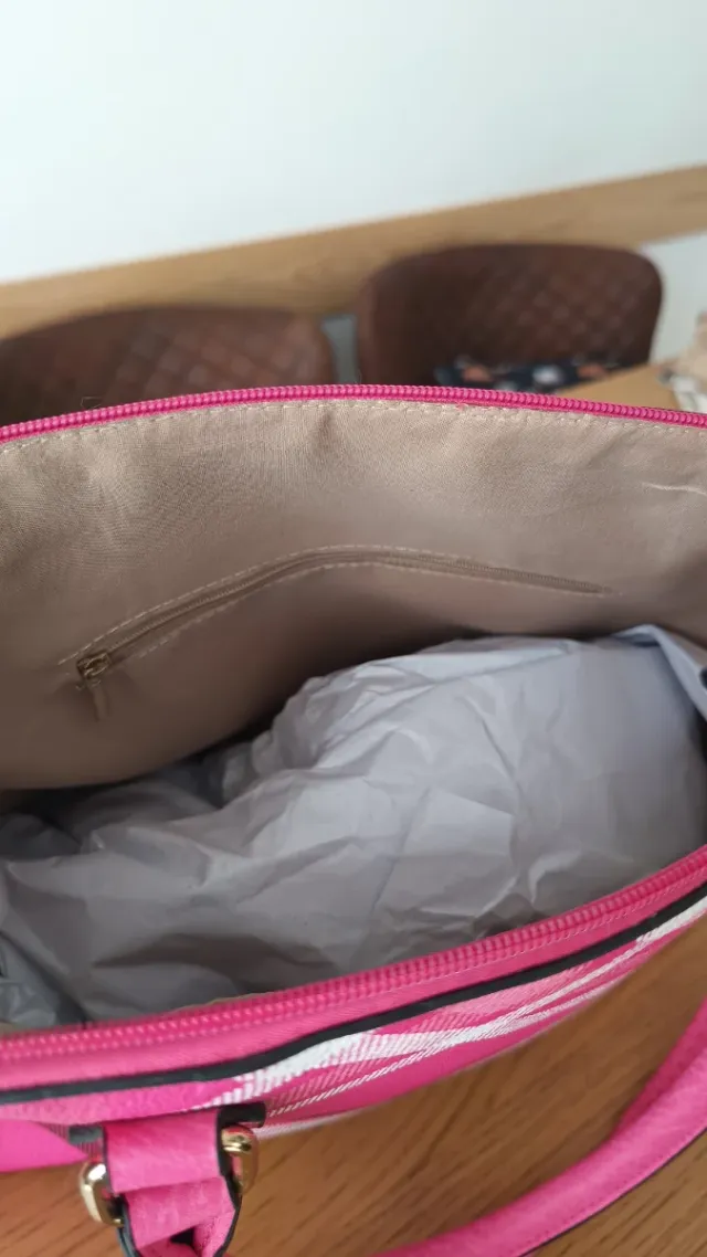 Borsa donna a quadri rosa