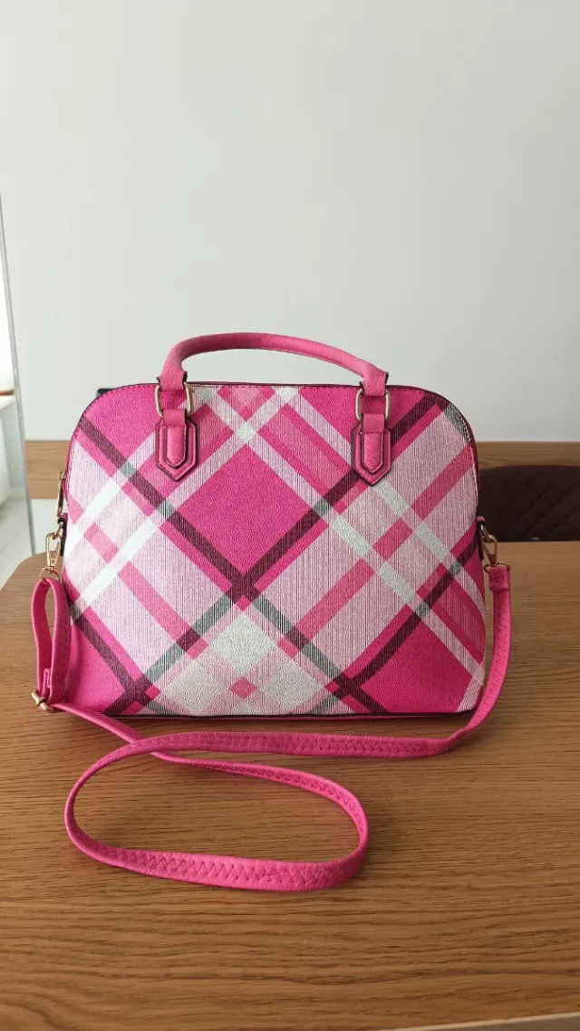 Borsa donna a quadri rosa