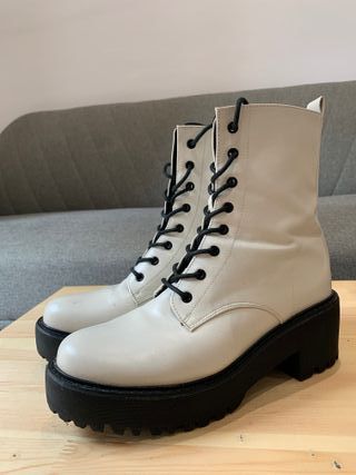 Botines blancos con plataforma, talla 39
