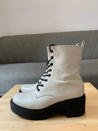 Botines blancos con plataforma, talla 39