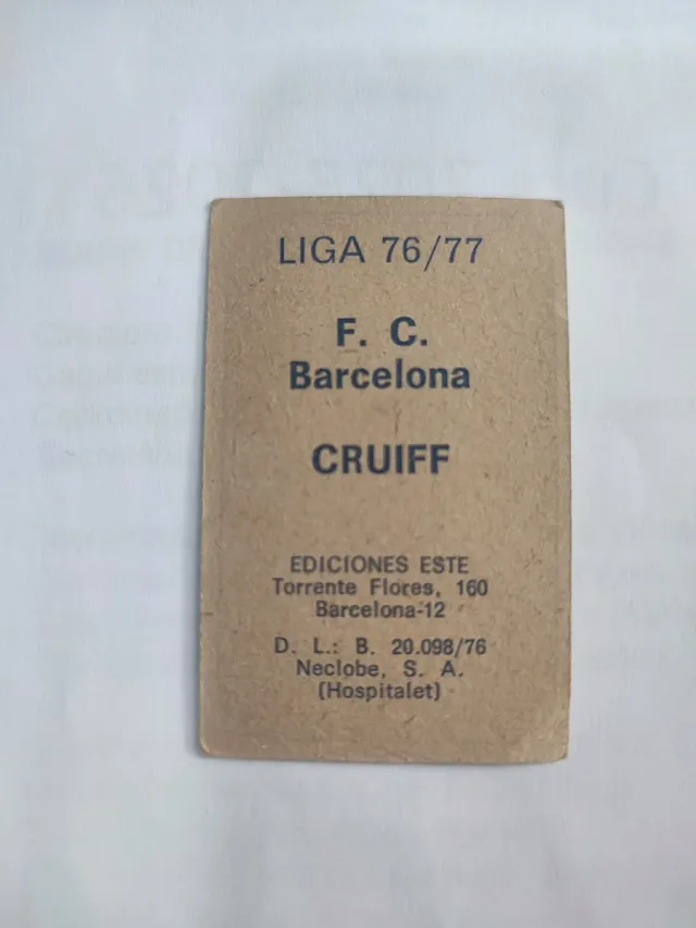 CRUIFF. Cromo liga 76/77 Ed. Este nunca pegado