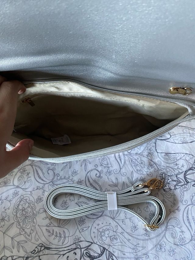 Bolso lentejuelas negro y plateado