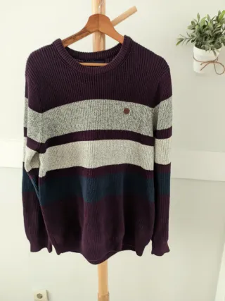 Jersey hombre rayas morado y gris