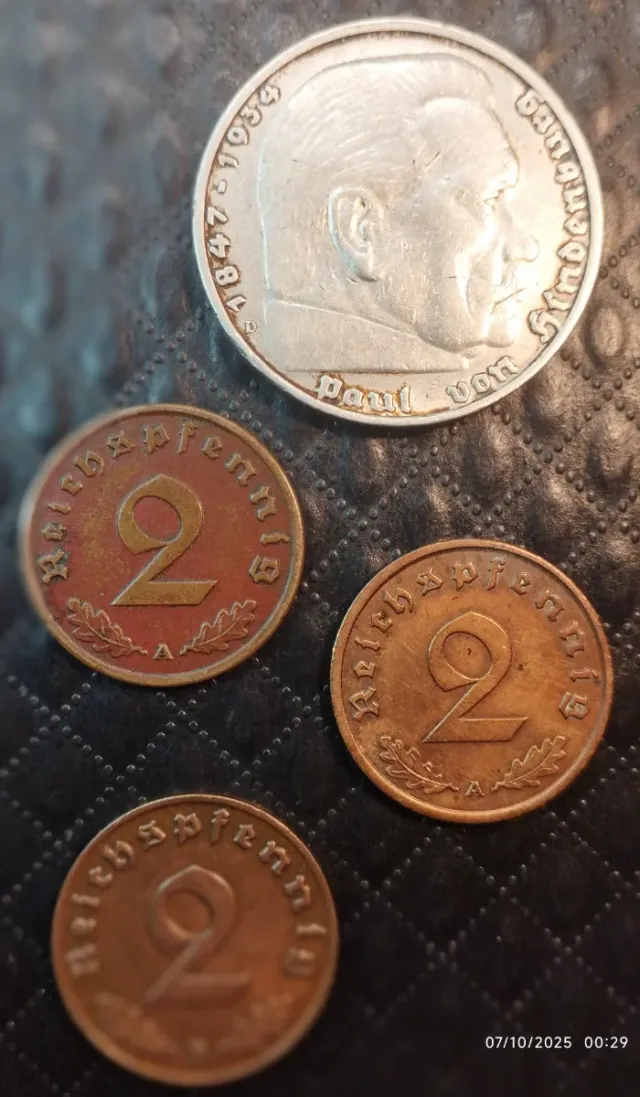 Lote de monedas Nazis III Reich 1936-1939.