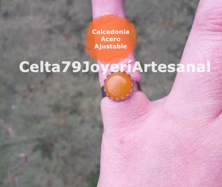Anillo de Calcedonia en Acero Ajustable 