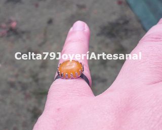 Anillo de Calcedonia en Acero Ajustable 